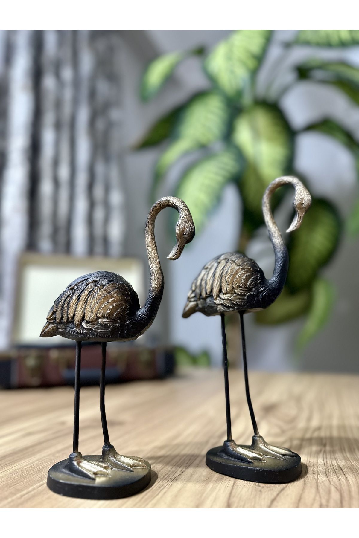 SerenityHaven 2'li Şık Dekoratif Flamingo Siyah Renk Dekor Obje Dekorasyon