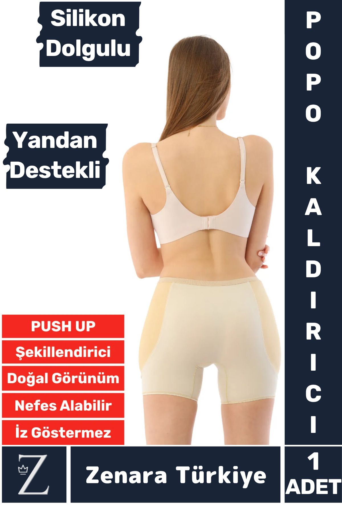Zenara Kaymaz İz İç Göstermez PUSH UP Popo Kaldırıcı Şekillendiren Yandan Destekli Dolgulu Şort Korse