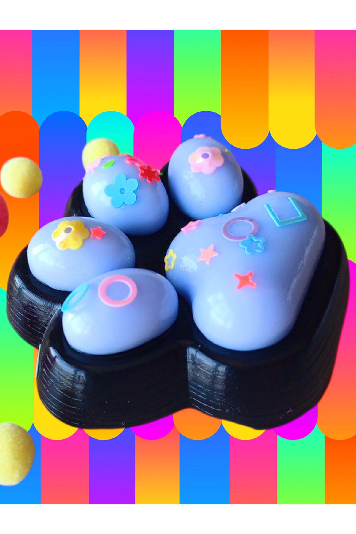 OYUNCAKSAHİLİ Fufu Squishy Kedi Patisi Boncuklu İkiliRenk Sukuşi Oyuncak Pati Esnek Uzayan Skuşi Lla