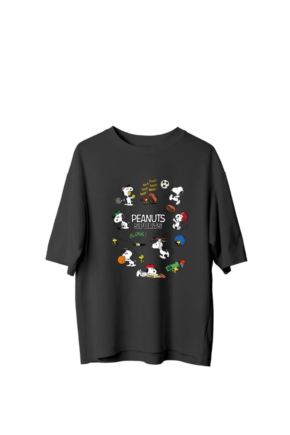 Koklonmoda Büyük Beden Unisex Peanut Sports Baskılı Oversize T-Shirt