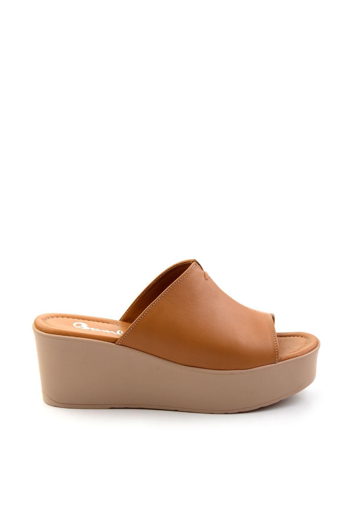 Bambi Taba Leather Kadın Terlik K04040012403