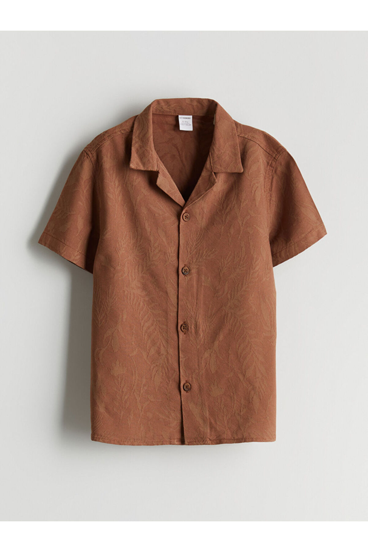 LC Waikiki Kahverengi Resort Yaka Erkek Çocuk Pamuk Karışımlı Gömlek fotoğrafı 3 (önizleme)