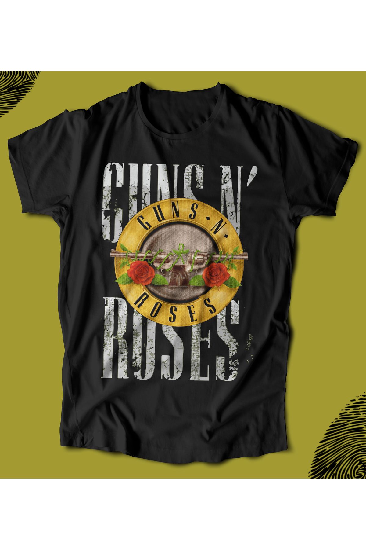 BUTSHIRT BU Tişört 'Guns And Roses – Band Logo‘ Baskılı 'Regular-Fit' Unisex Tişört