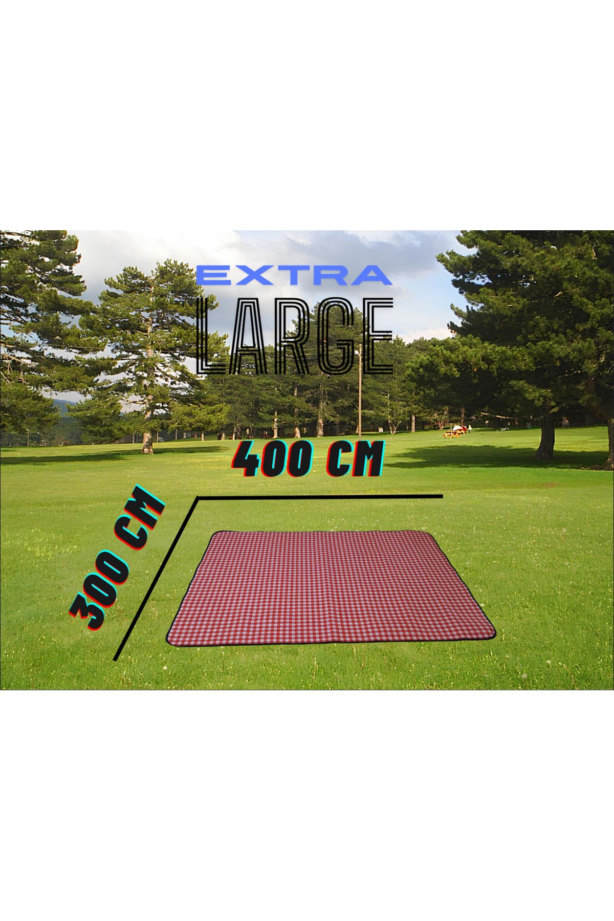 YETİŞENLER Piknik Örtüsü Su Geçirmez Özel Taşımalı Çantalı kamp tipi Kapitone kalın kumaş 300x400