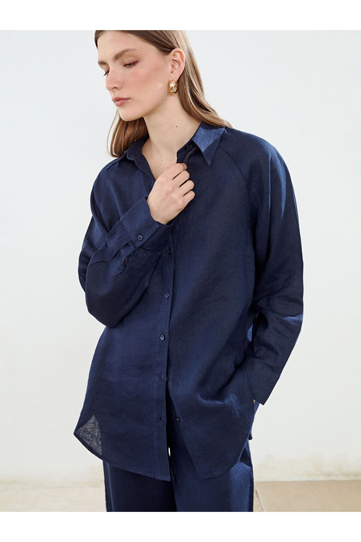 LC Waikiki LCW Oversize Keten Kadın Gömlek
