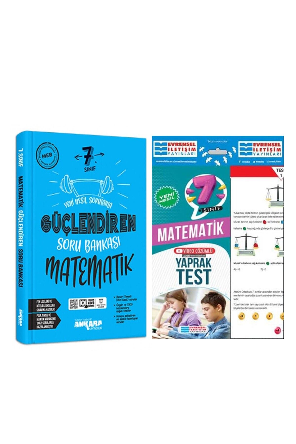 Ankara Kitap Merkezi Ankara Yayıncılık 7.Sınıf Matematik Soru Bankası ve Evrensel Yaprak Test Seti 2 Kitap