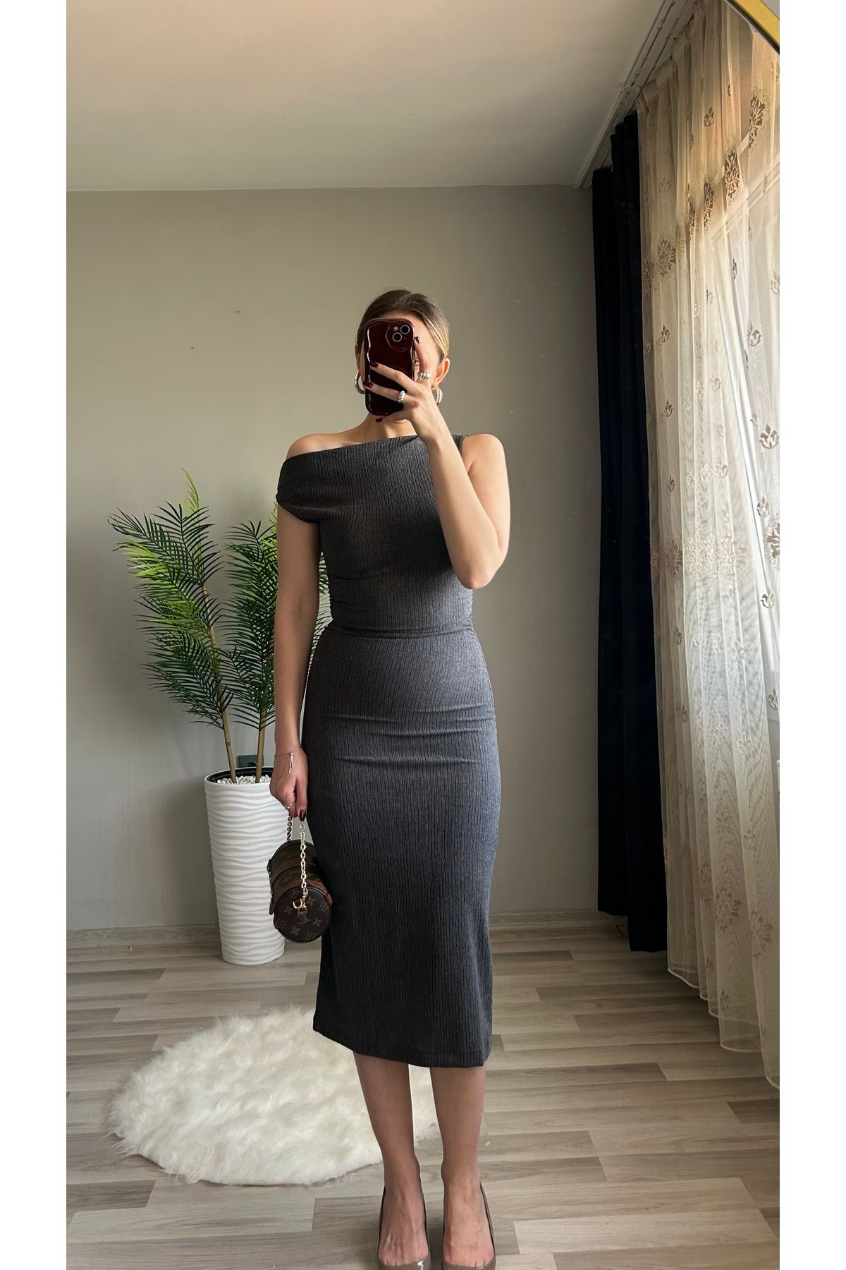 ensbutik Düşük Kollu Midi Elbise