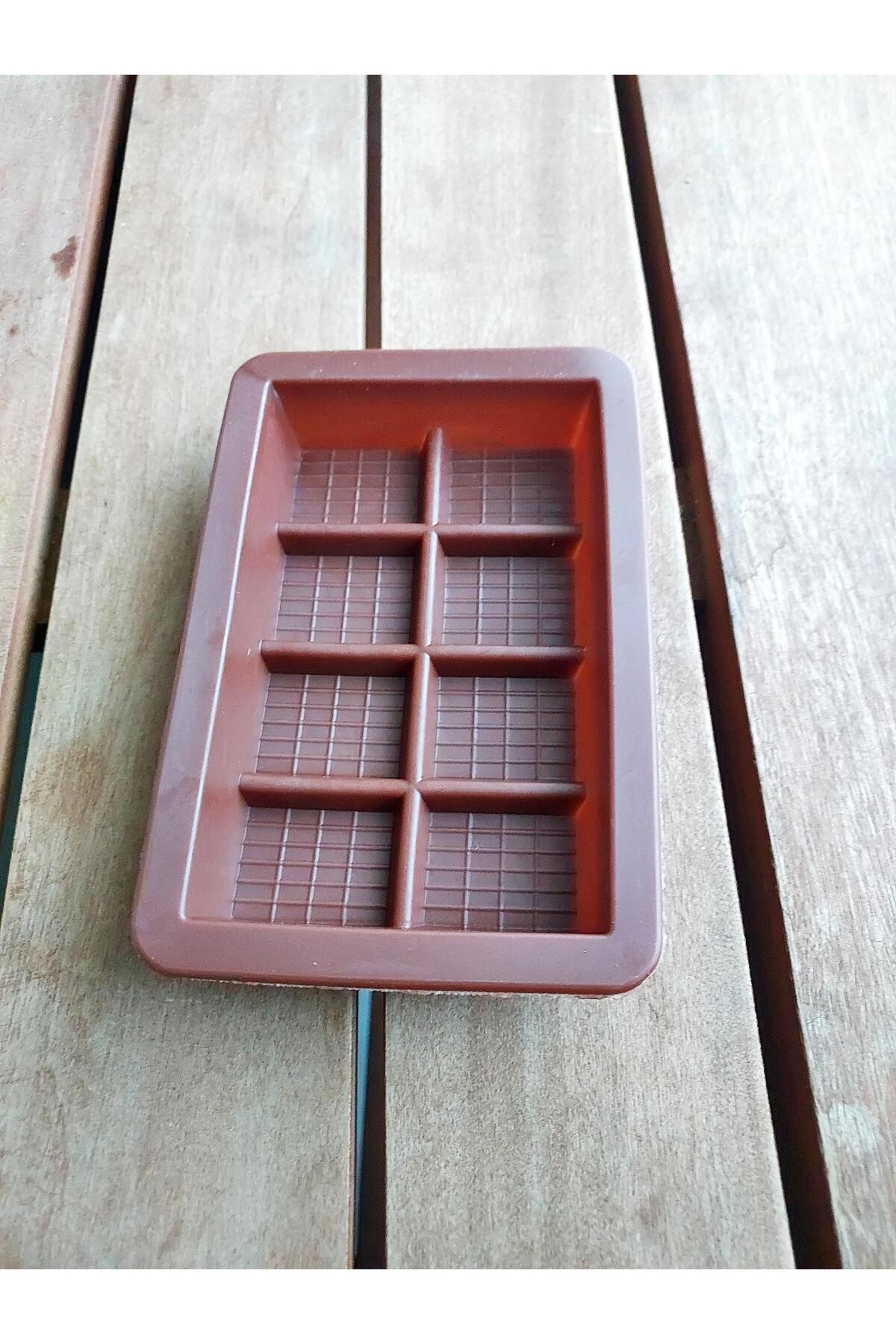 BİODATA 8 Gözlü Dubai Çikolata Silikon Kalıp Gıda Uyumlu Tablet Şeklinde Bpa Free 14 x 10 x 2,5 Cm
