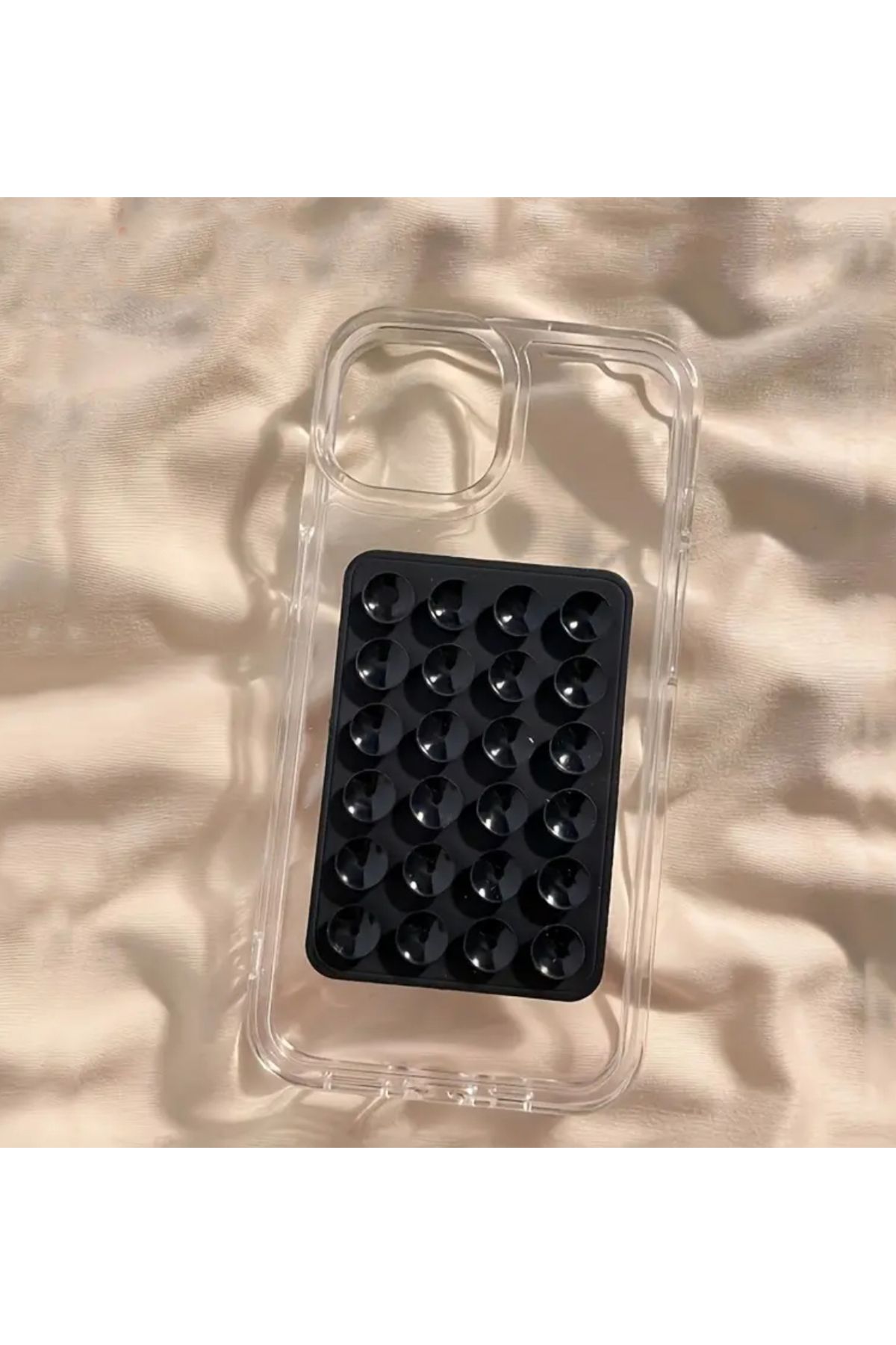 EDELFU iPhone 15 Plus ve 14 Plus Şeffaf Arkası Sararmaz Yanları Yumuşak Vantuzla Beraber Set Koruyucu Kılıf