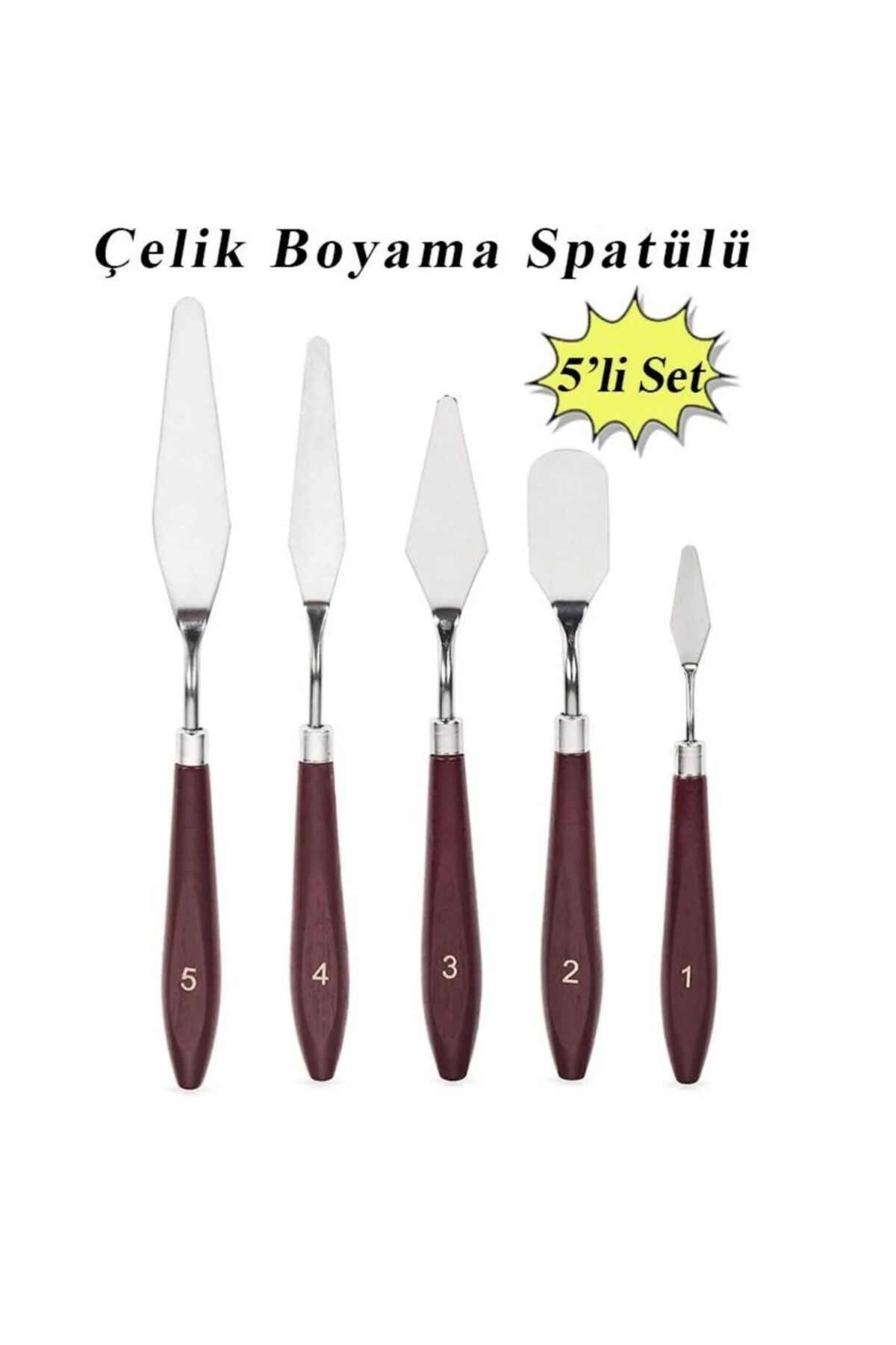 MASTRO Art Çelik Spatül 5 Li Set Resim Ve Heykel Çelik Spatula Esnek Çelik Palet Bıçağı Pasta Spatul
