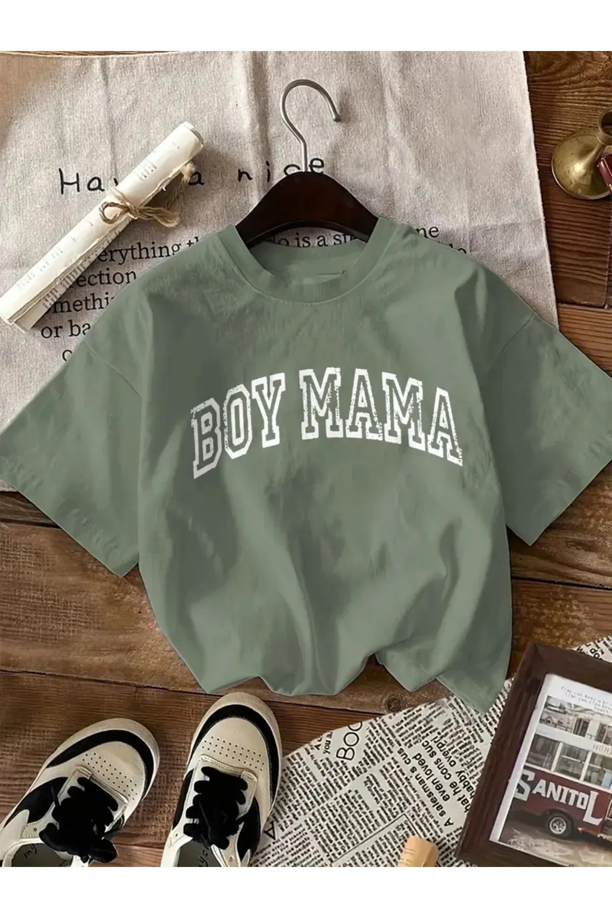 Koklonmoda Büyük Beden Unisex Boy Mama Baskılı Oversize T-Shirt