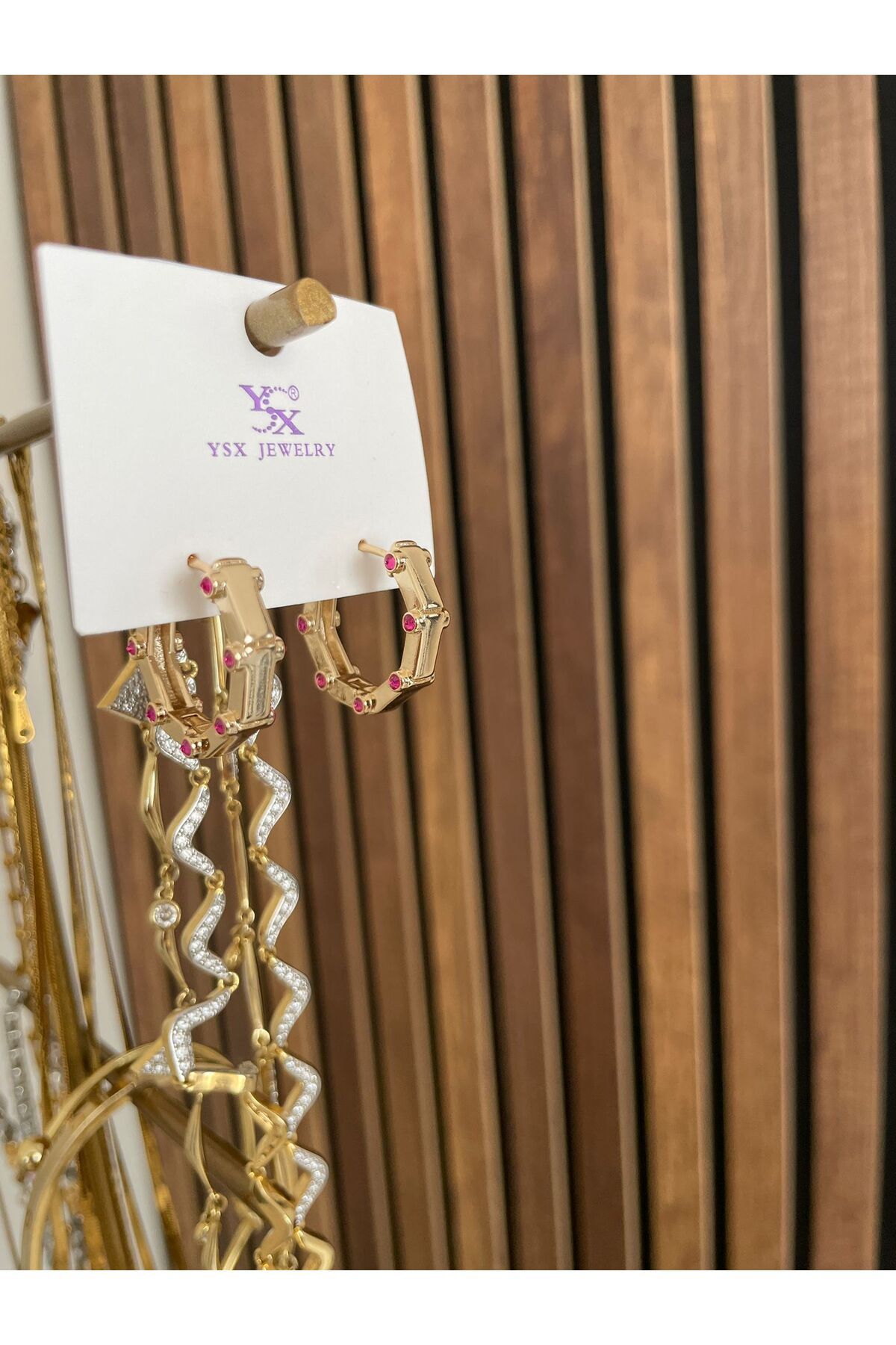 YSX JEWELRY Zirkon Detaylı Gold Küpe