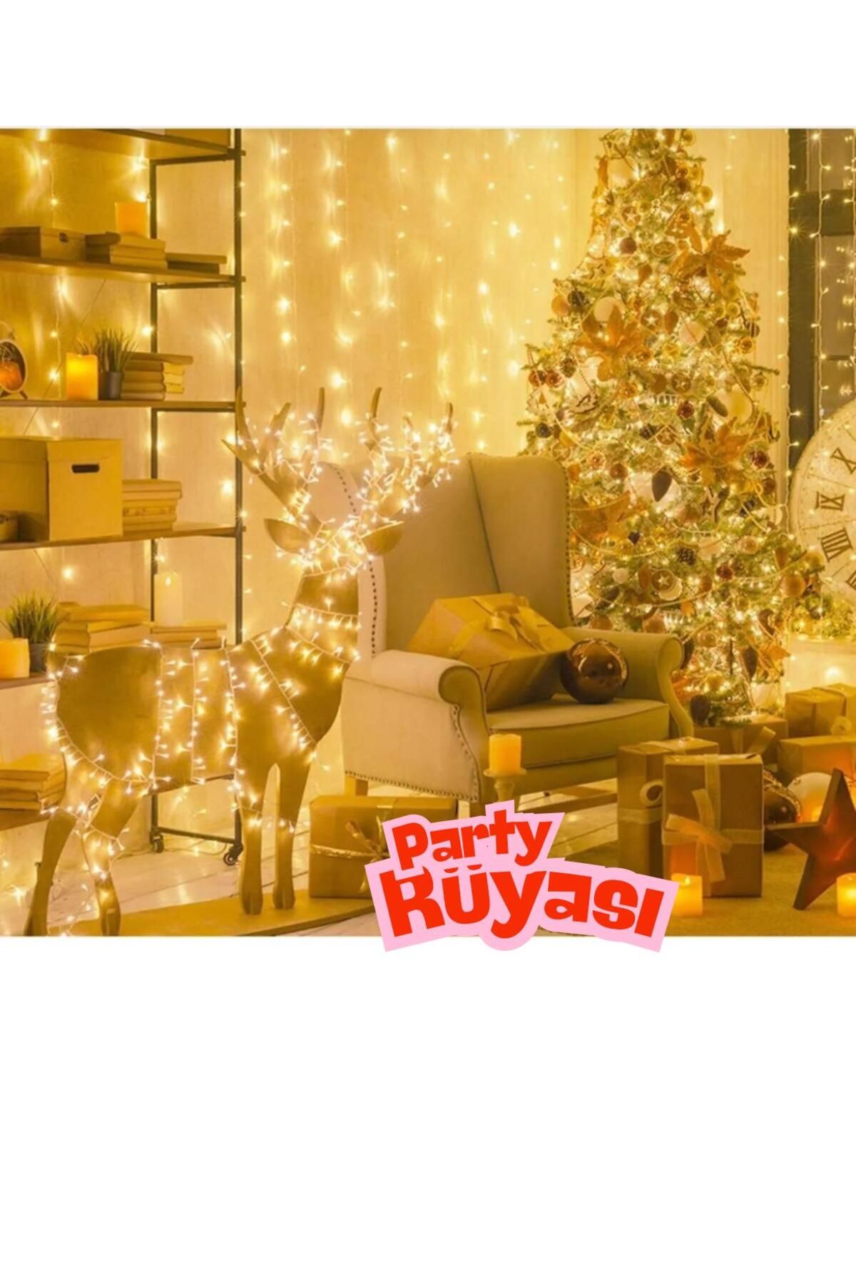 partyrüyası 100led Fişli Led 10 Mt Sarı 8 Modlu Şerit Led Dekor Lambası Animasyonlu Yılbaşı Ağacı Işığı