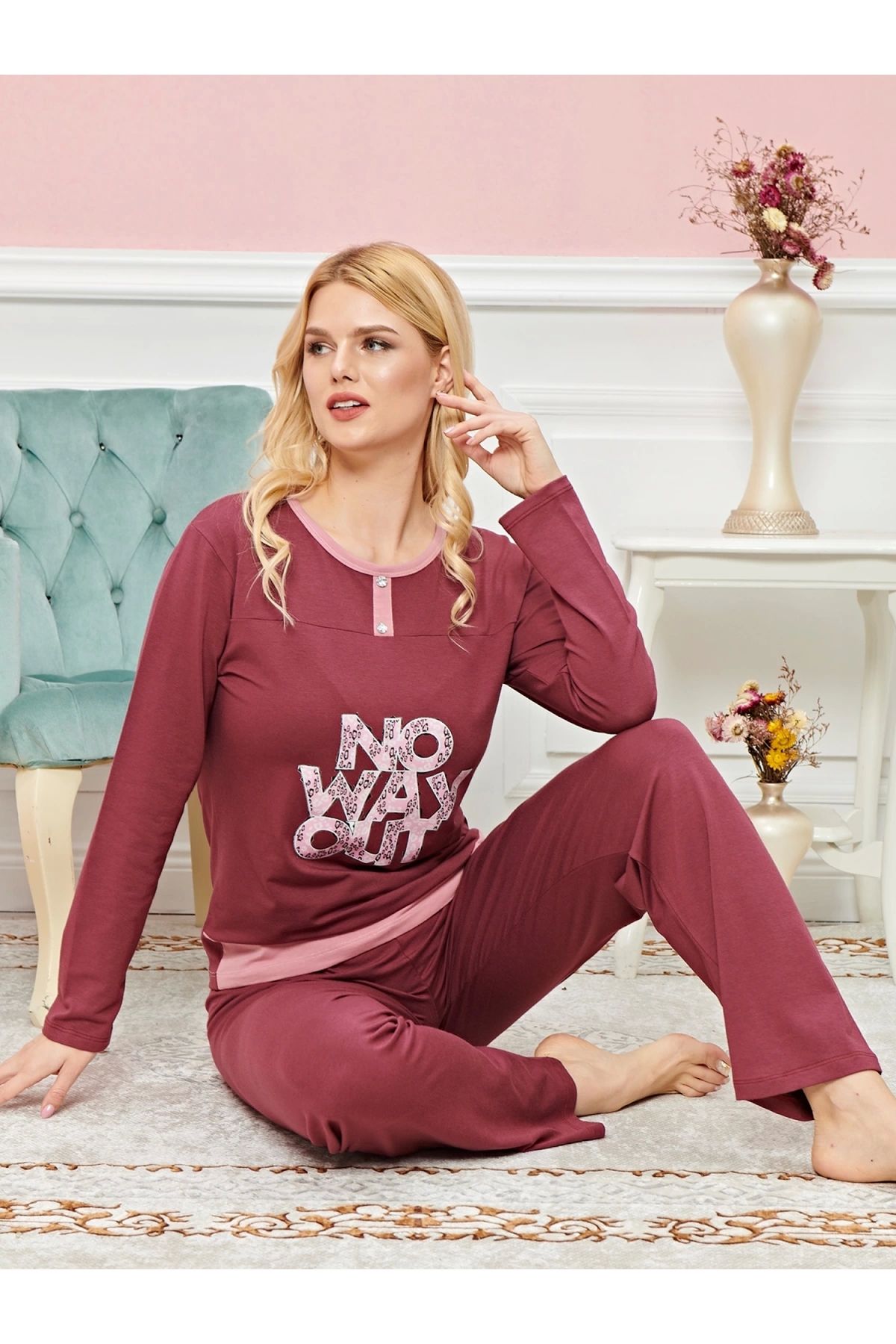 POLEXP Konforlu ve Şık Uzun Kollu Pijama Takımı