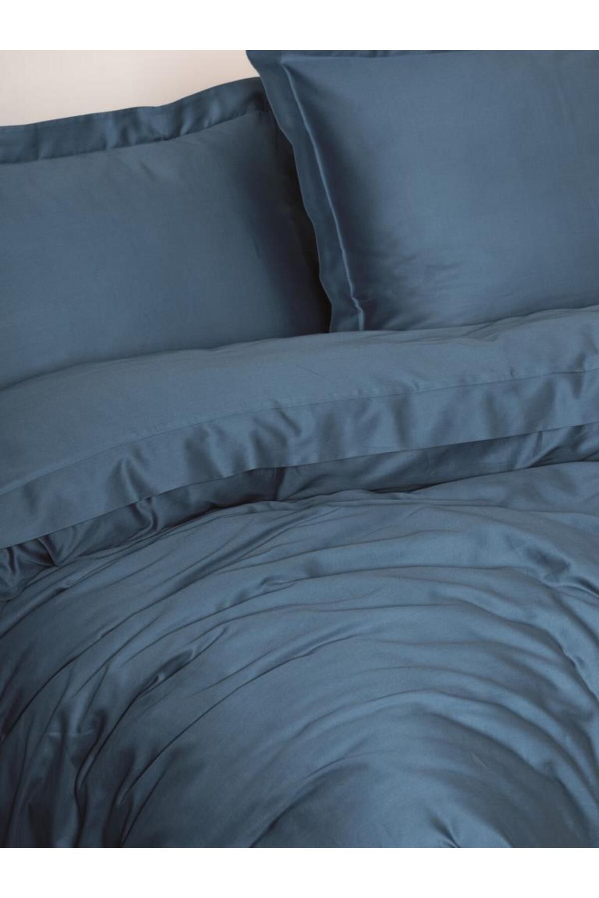 merland benvecocuk Elegant Mavi Çift Kişilik Saten Nevresim Takımı