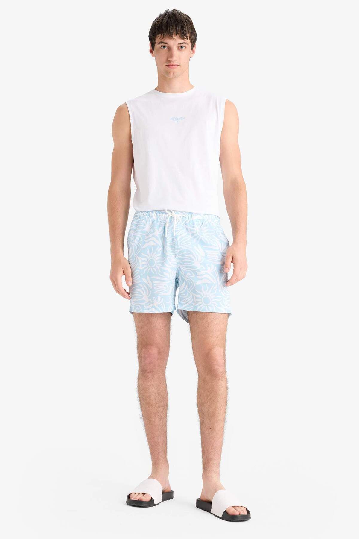 DeFacto-Gemusterte kurze Badeshorts mit Netzfutter E0974AX25HS 2