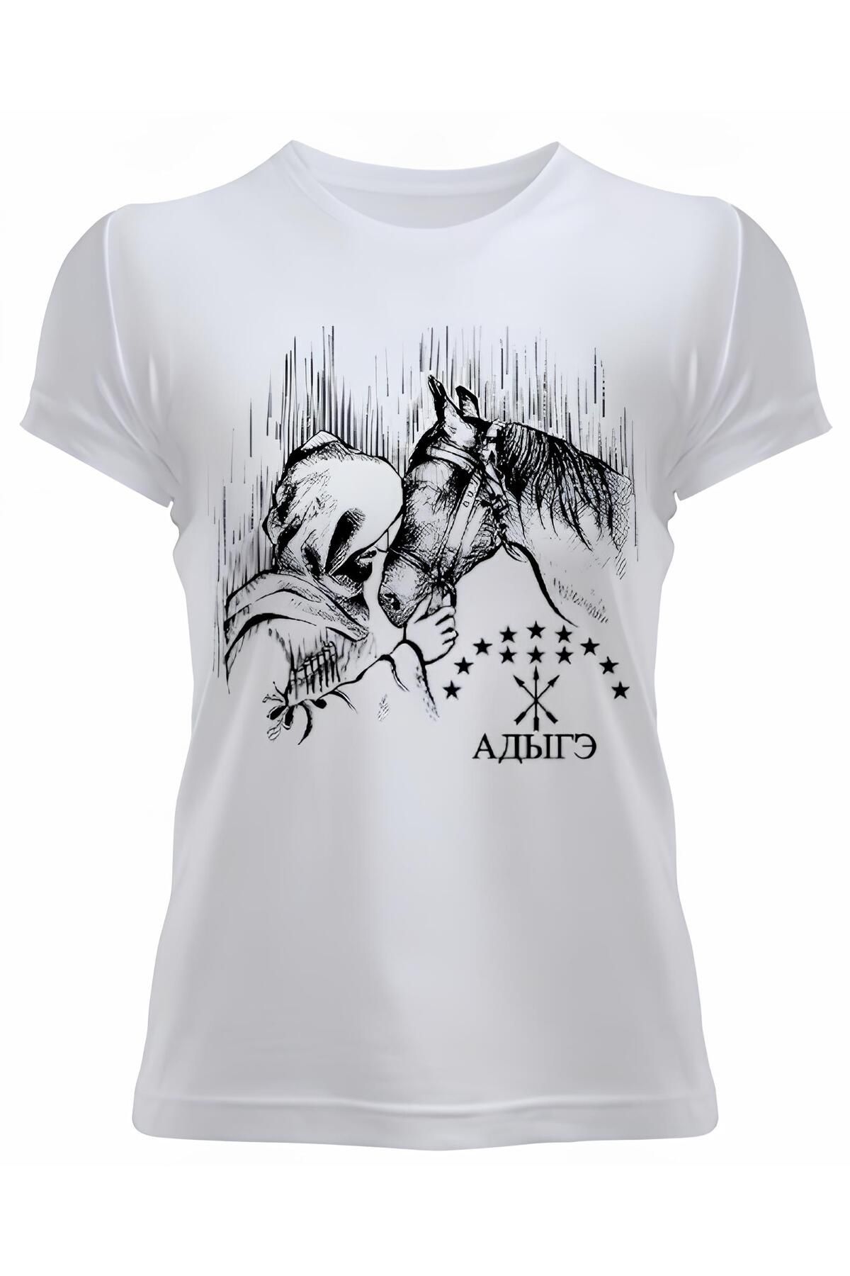 DZİWAWA Abrek Baskılı Kadın T shirt