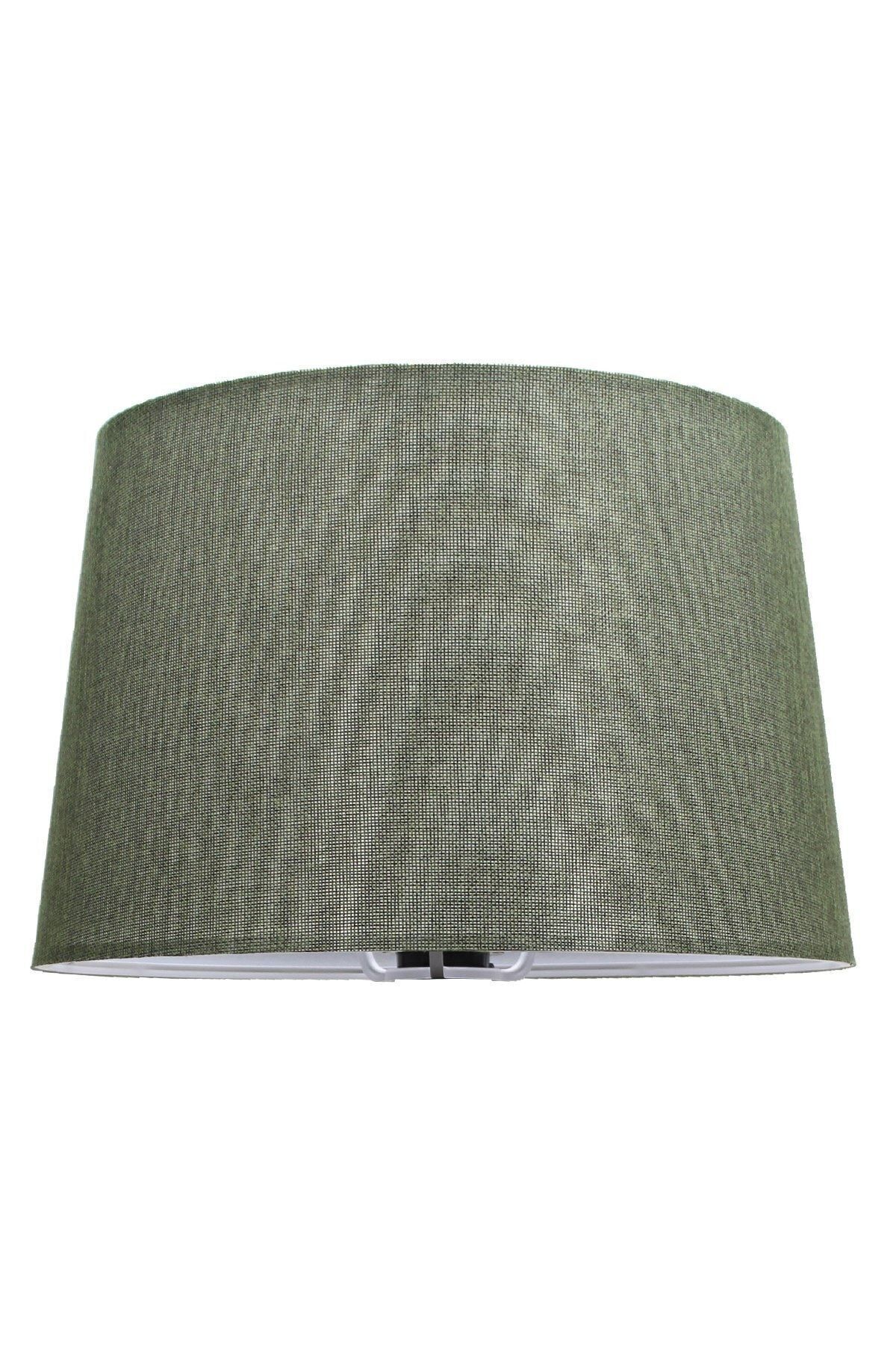 SerenityHaven Yeşil Lambader Başlık Çap 35 cm Konik Kumaş AB879