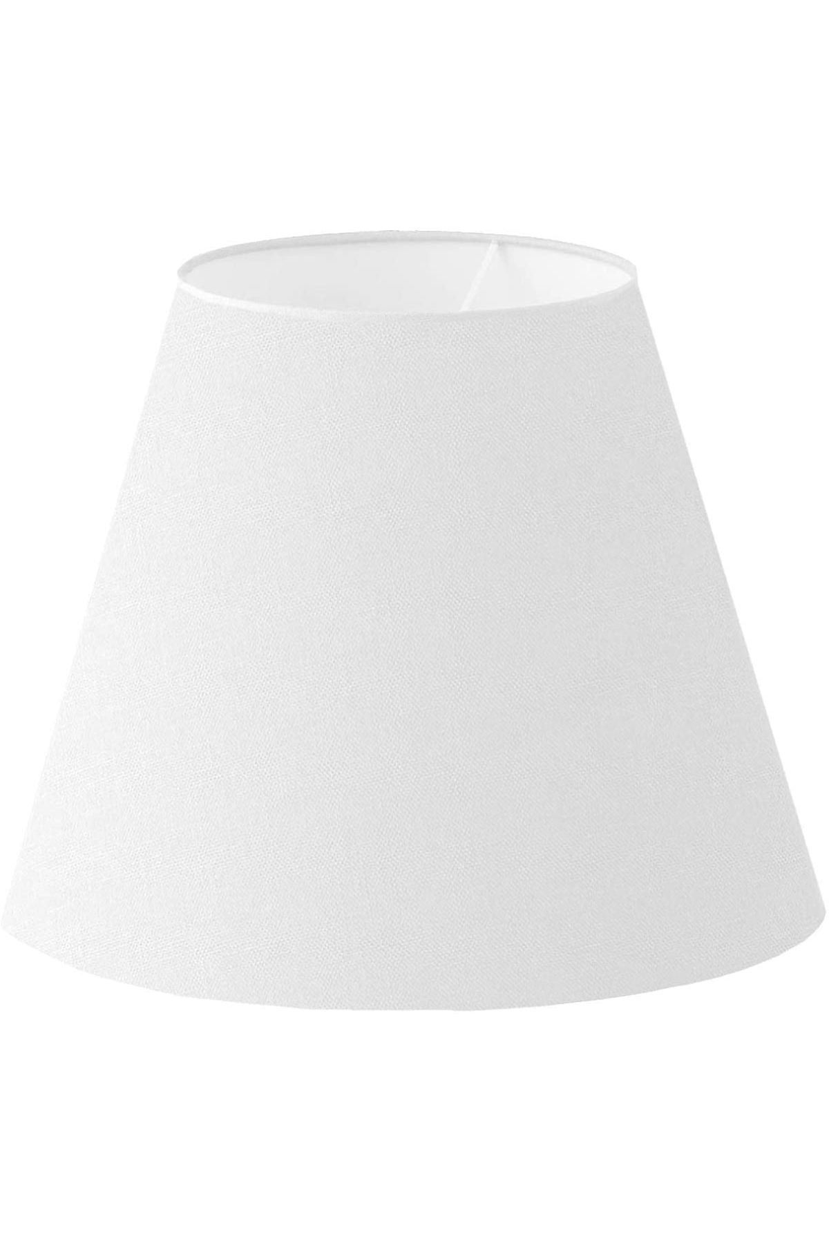 SerenityHaven Beyaz Lambader Başlığı Çap 35 cm Kumaş Konik AB846