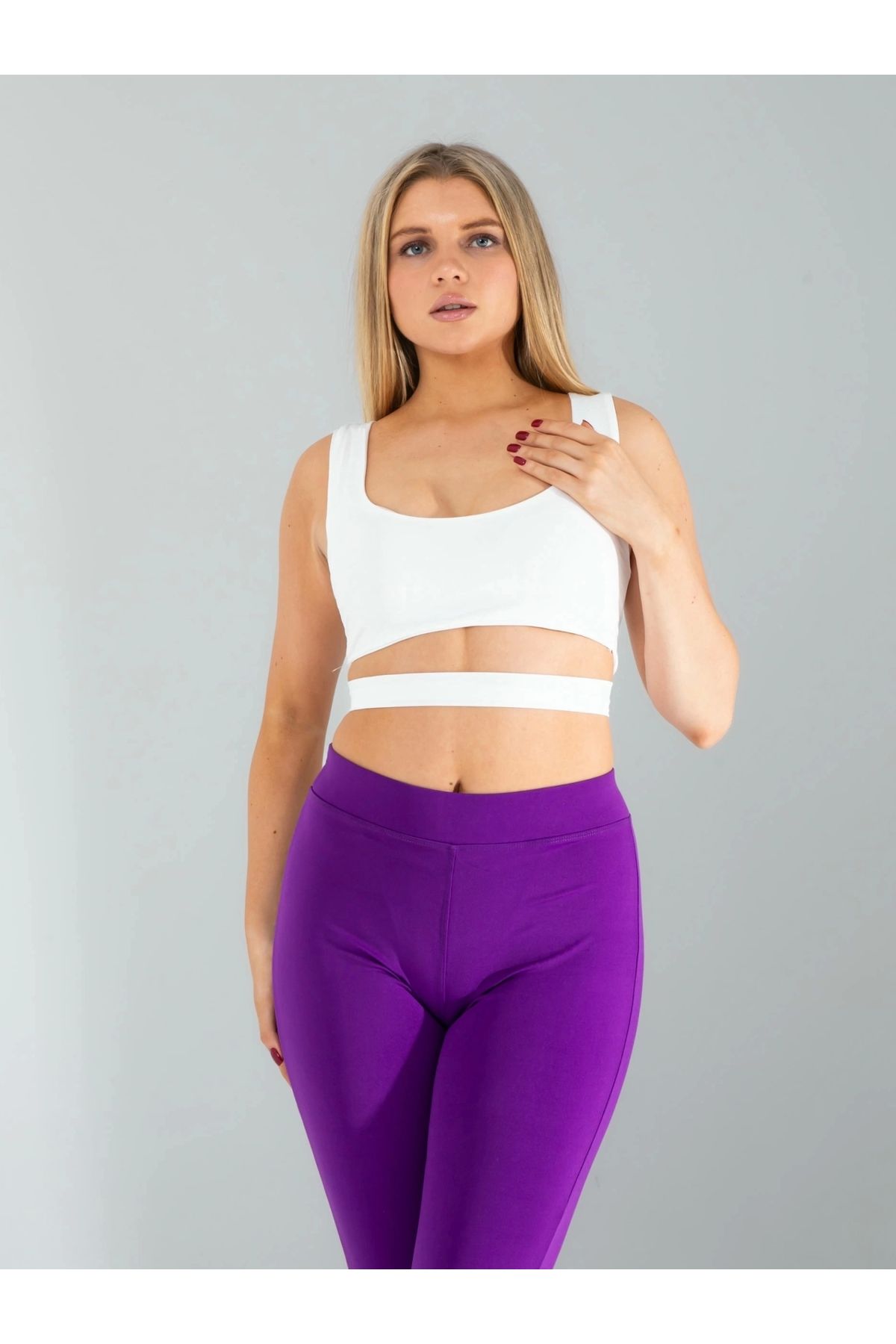 POLEXP Etkileyici Beyaz Crop Bluz