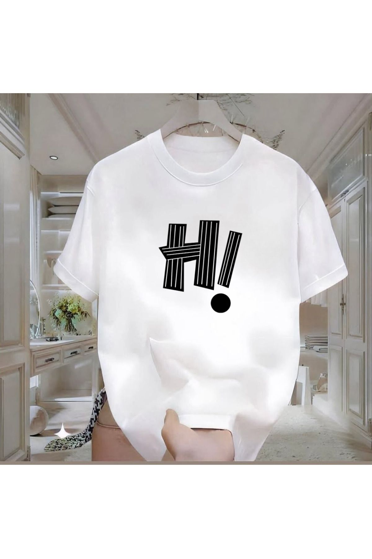 ROVELLA Hi Baskılı Beyaz Oversize Erkek Tshirt
