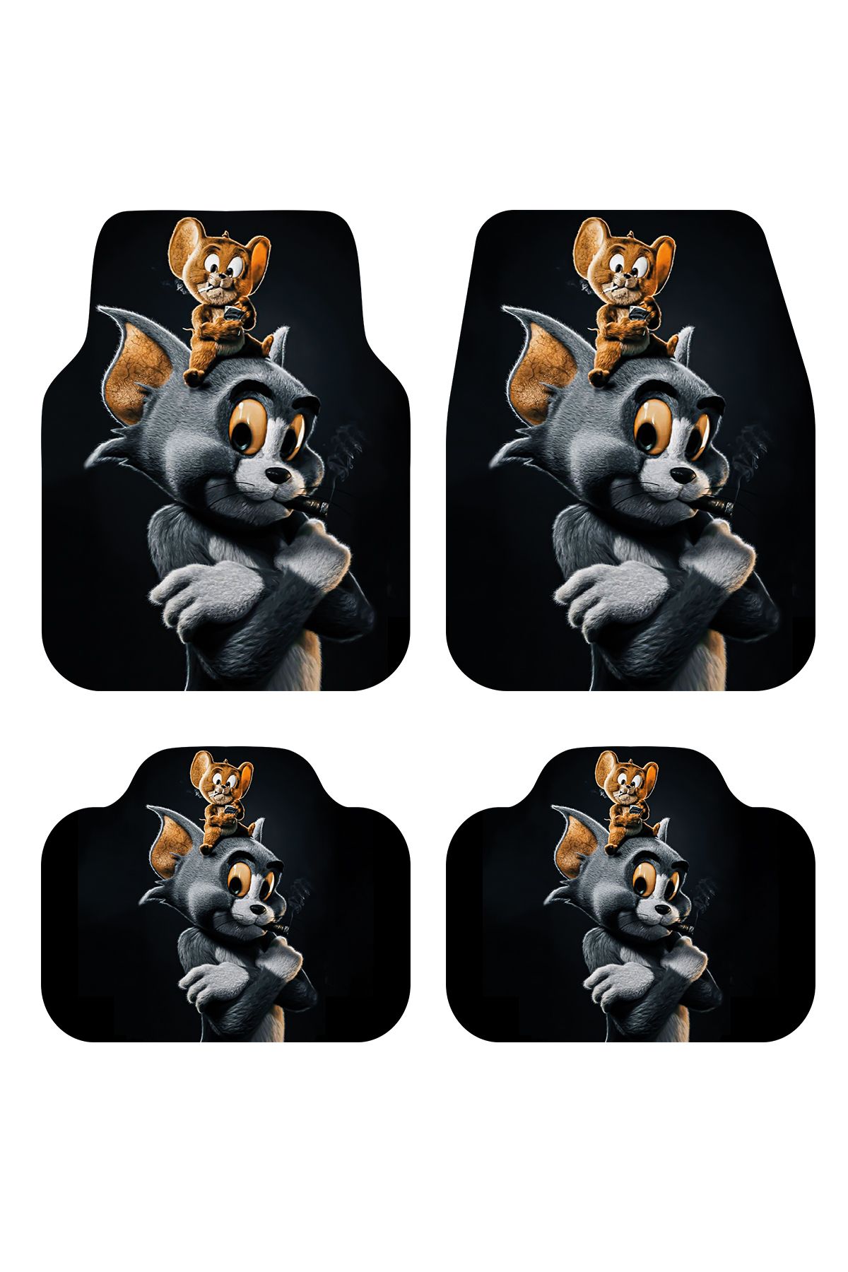MOYPAK Tom Jerry Desenli Oto Paspas Leke Tutmaz Dekoratif Araç Paspası. Yıkanabilir Oto Paspas