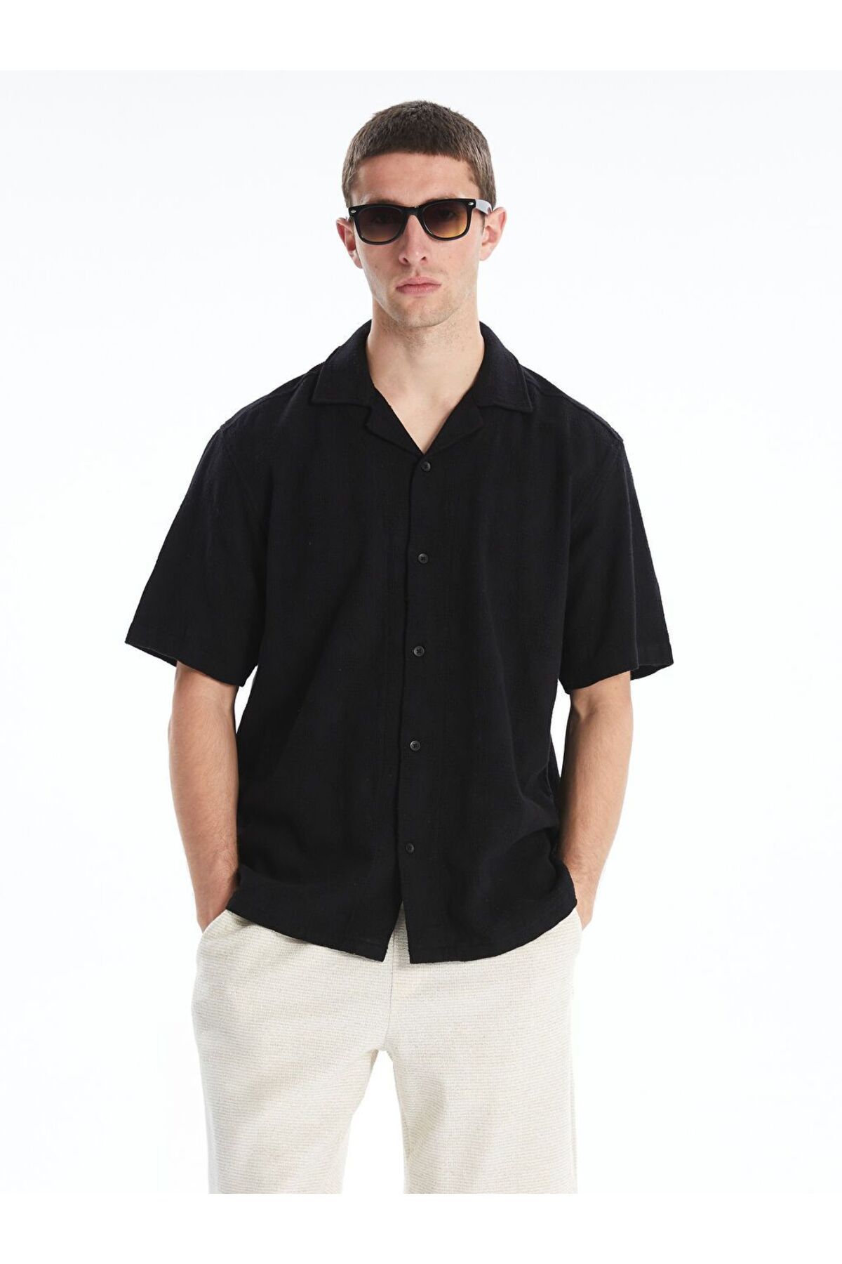 LC Waikiki LCW Vision Regular Fit Kısa Kollu Armürlü Erkek Gömlek