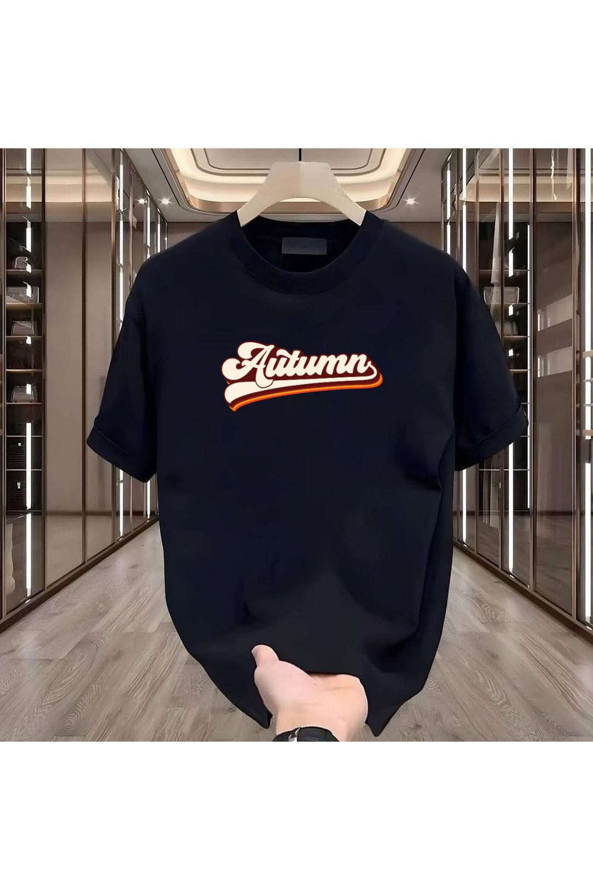 ROVELLA Autumn Baskılı Siyah Oversize Erkek Tshirt
