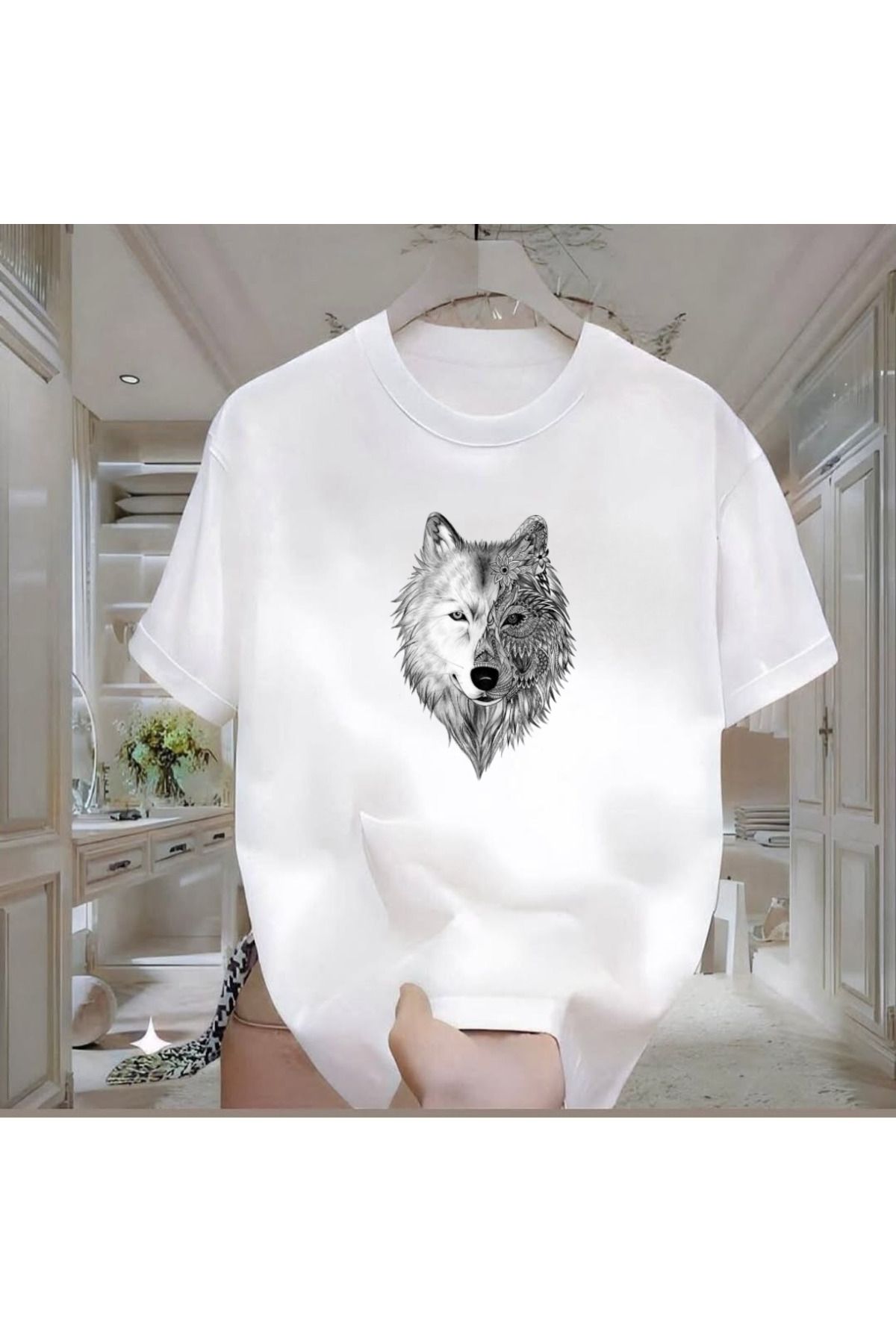 ROVELLA Kurt Baskılı Beyaz Oversize Erkek Tshirt