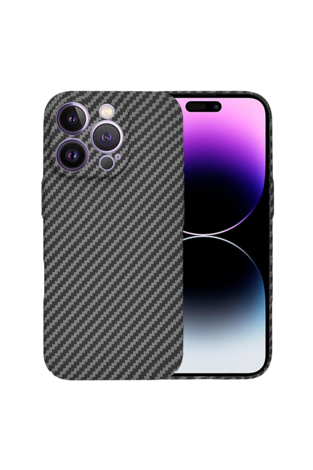 SKYDDAR INNOVATION Husă Pentru Iphone 14 Pro Max, Textură De Carbon, Carbonite Fibershell, Neagră, Set De Stickere - One Size