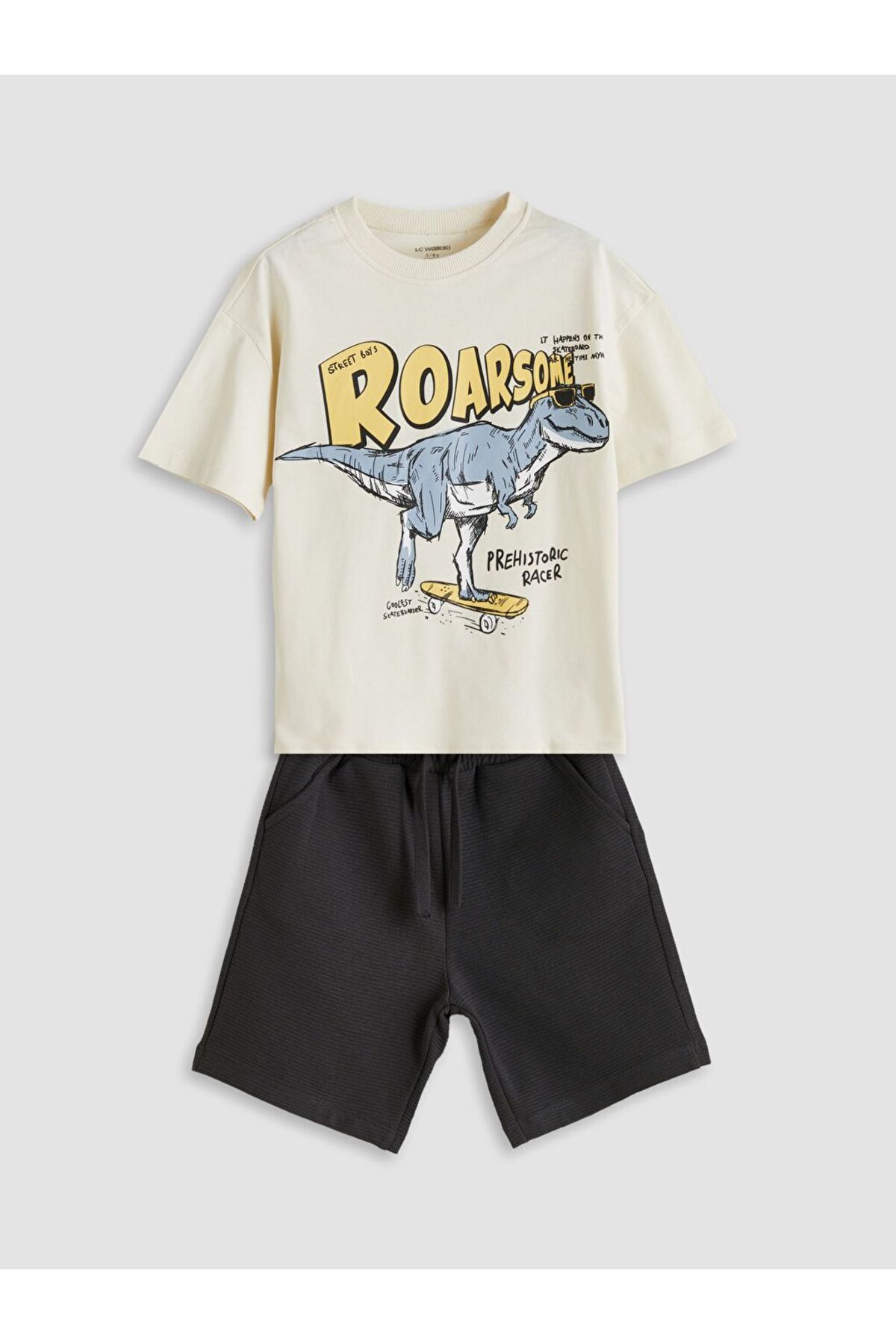 LC Waikiki LCW Kids Dinozor Baskılı Erkek Çocuk Tişört ve Şort 2'li