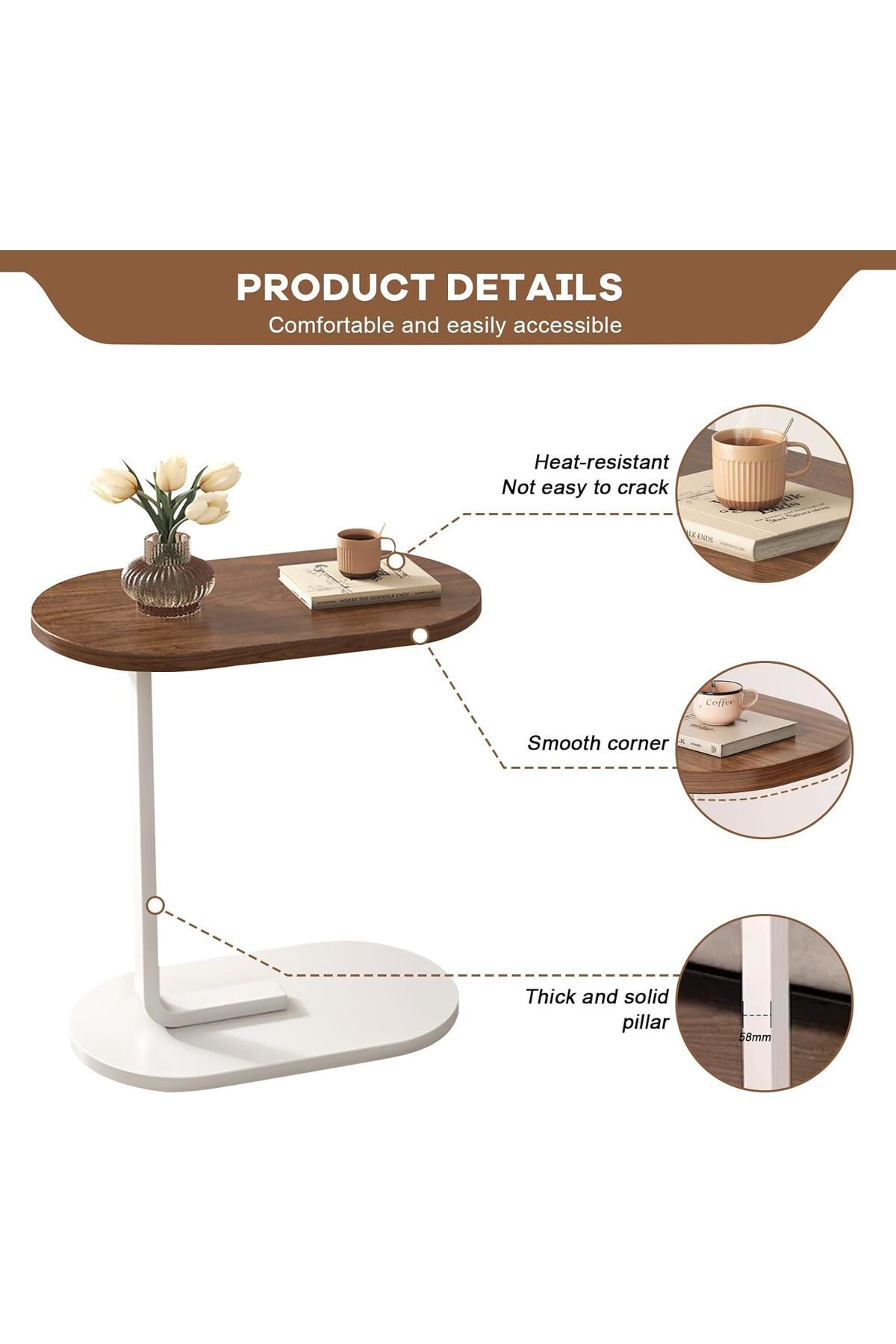Generic-Side Tables for Small Spaces，Sofa Side Table Small Coffee Table Anti-Rust Waterproof, End Tables 5