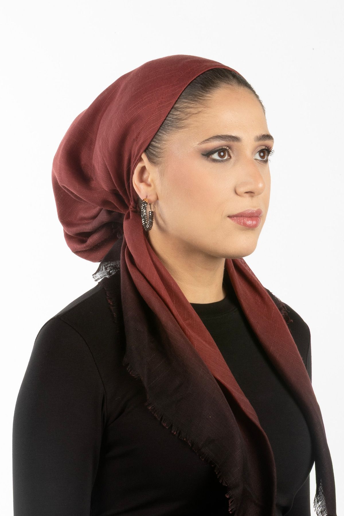 safura Yeni Özel Tasarım Bone Eşarp - Degrade Desen, Ayarlanabilir Ense Lastik, Kaymaz Kadife Şerit