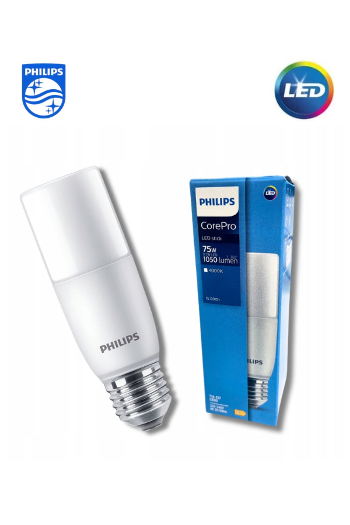 Philips Led Stick E27 T38 9.5w/4000k 1050lm Gun Işığı Dekoratif Led Ampul