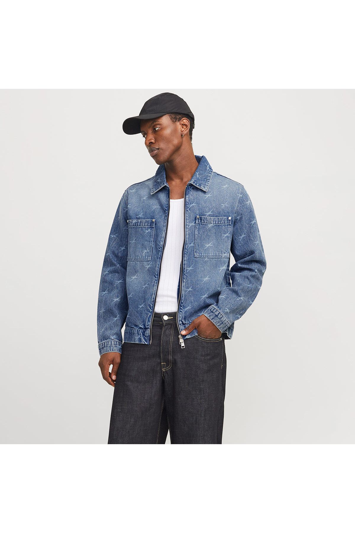 کاپشن یقه کلاسیک آبی مردانه بتنی جک اند جونز Jack & Jones