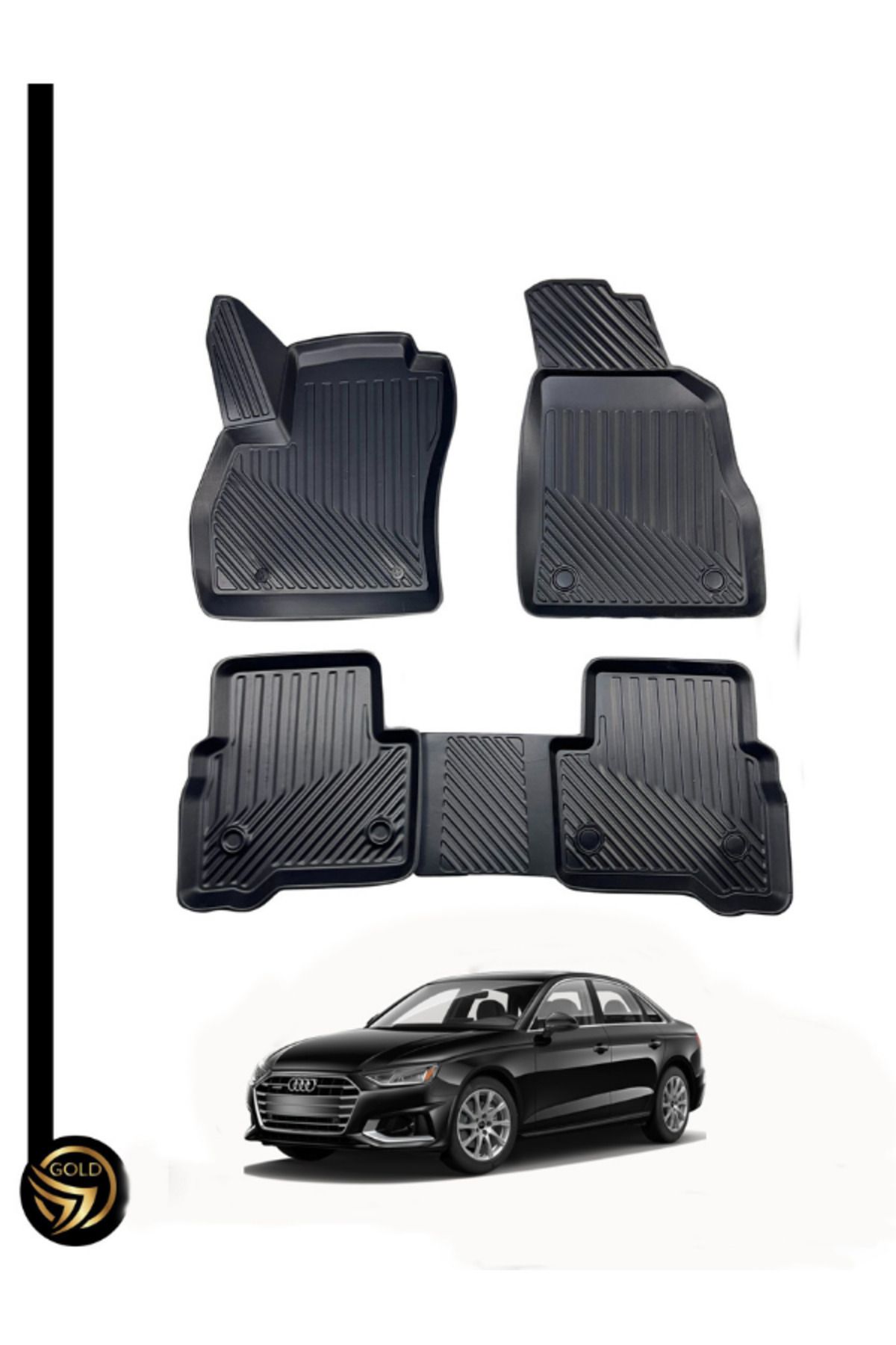 Black Gold Audi A6 (2019+) 3D Havuzlu Paspas - Siyah Seri