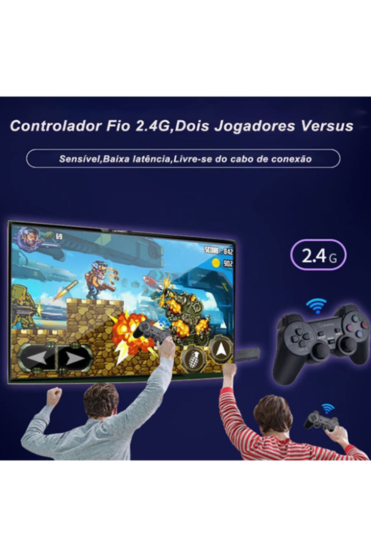 MACON-Classic M8 Game Stick 4K Game Console with Two 2.4G Wireless Gamepads Dual Players HDMI Output Built 3