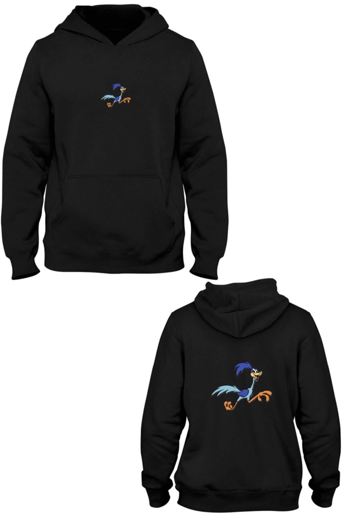 Pisa Art Road Runner Ön Arka Baskılı Kanguru Cepli Kapşonlu Sweatshirt Bll3181