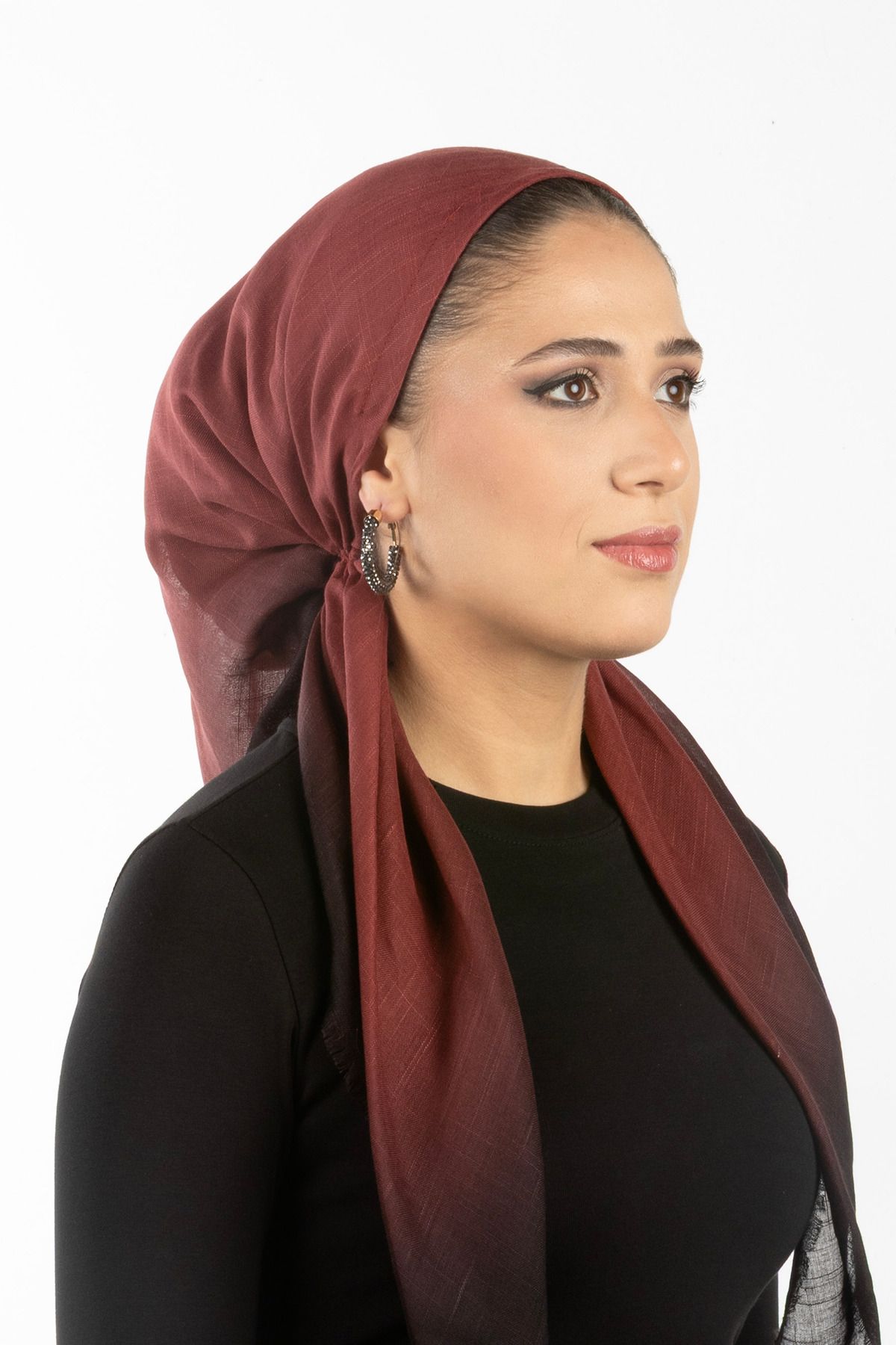 safura Yeni Özel Tasarım Bone Eşarp - Degrade Desen, Ayarlanabilir Ense Lastik, Kaymaz Kadife Şerit