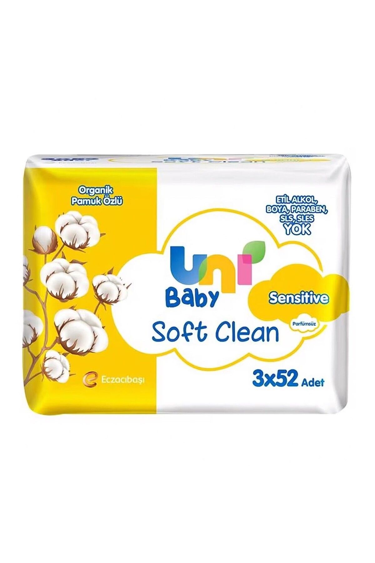 Uni Baby Soft Clean Organik Pamuk Özlü Islak Mendil 3 X 52 Adet