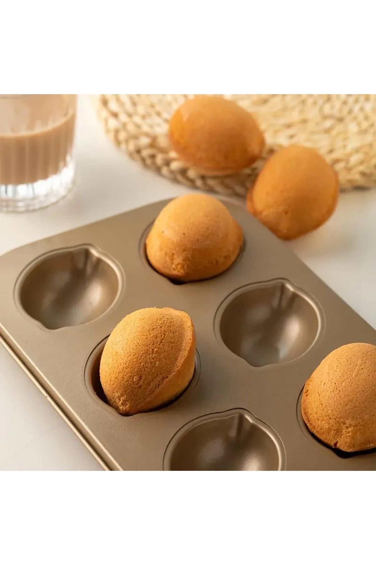 Siliko World 6 Bölmeli Limon Madeleine Kalıbı, Yapışmaz Metal Fırın Kalıbı, Mutfak Pişirme Gereçleri Fırın İçin