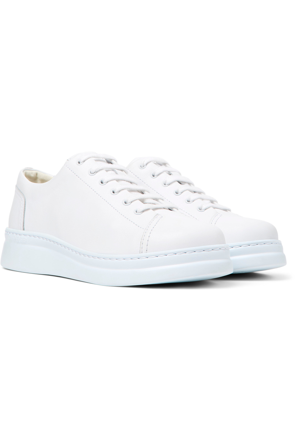 CAMPER-Women's White Platform Sneakers, Hook And Loop, Daily Comfort, Classic Genuine Leather Runnerup 1