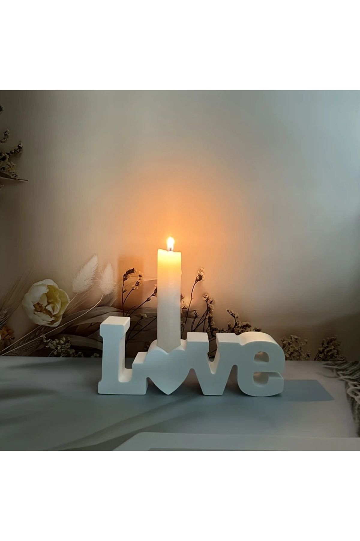 OLUVE DEKORATİF LOVE YAZILI OBJE BİBLO ŞAMDAN & MUMLUK, DEKORATİF MUMLUK (MUM DAHİL DEĞİLDİR)