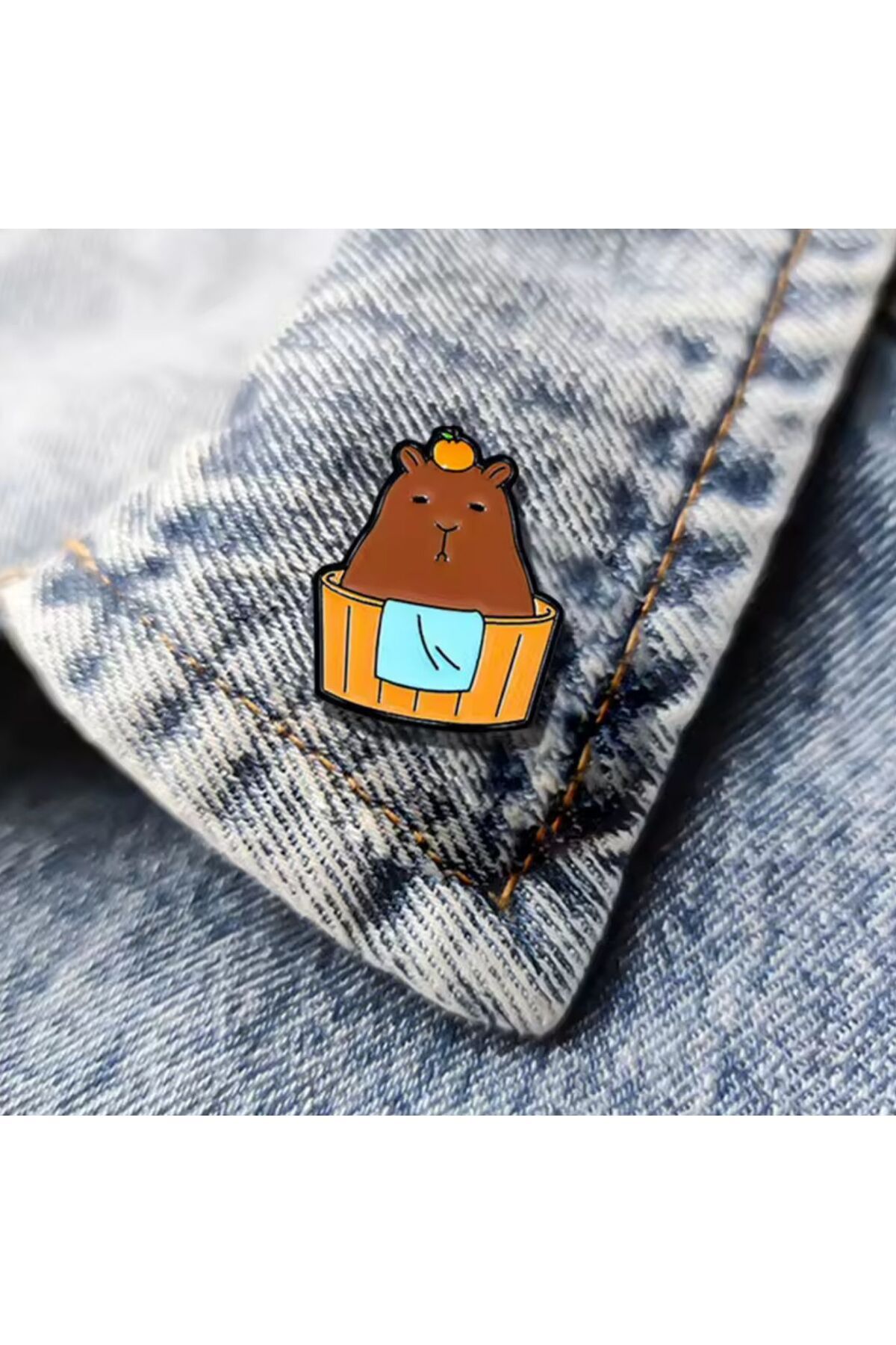 OZN AKSESUAR Capybara kadın broş, çocuk broş, iğneli broş, klipsli broş yaka broşu, çeket yaka iğnesi, mineli B76