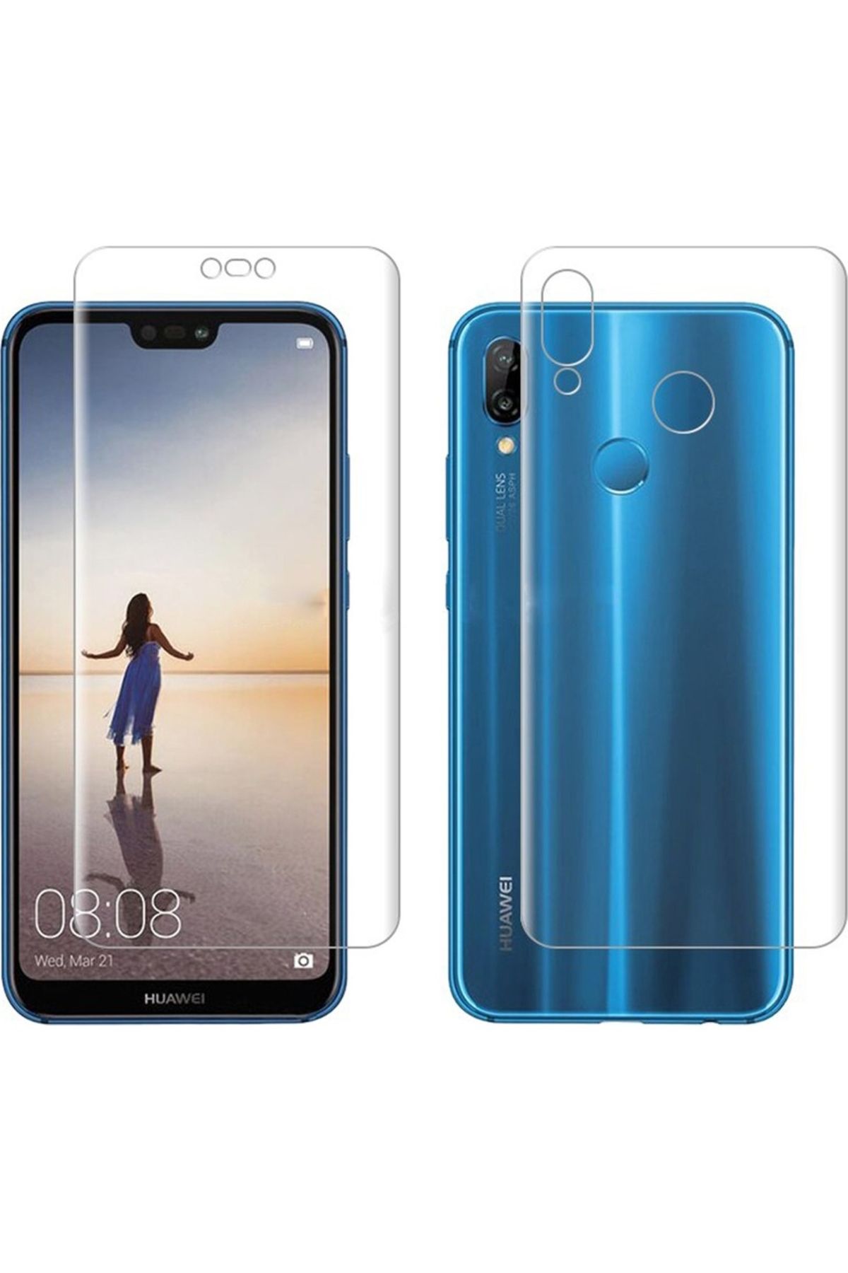 Ehr. Ehr. Huawei P20 Pro ile Uyumlu Ön Arka Koruma Full Body Jelatin