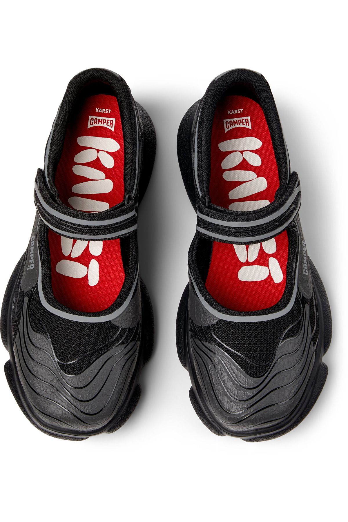 CAMPER-Women's Black Hook And Loop Comfortable Flats For Everyday Use Karst 3