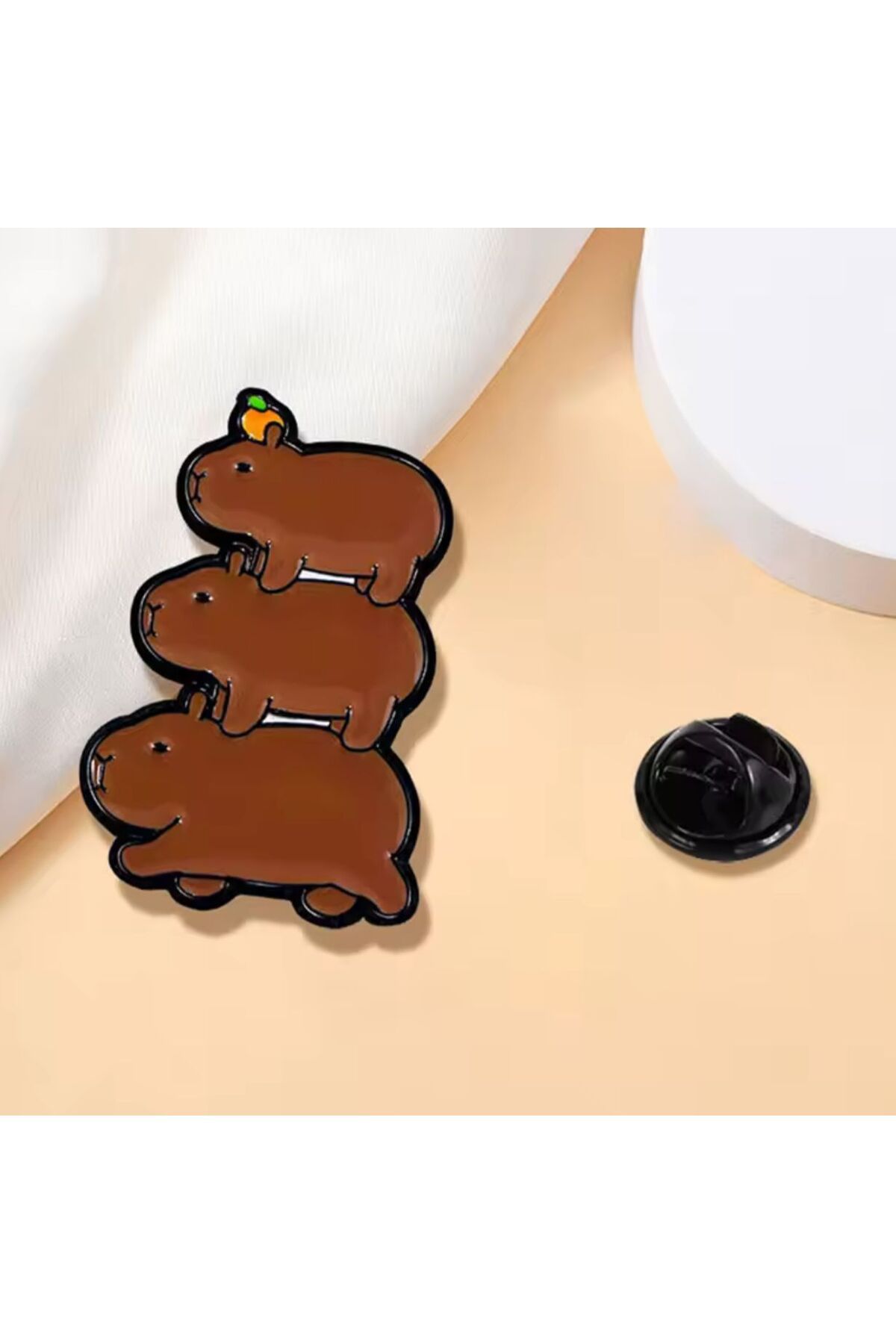 OZN AKSESUAR Capybara kadın broş, çocuk broş, iğneli broş, klipsli broş yaka broşu, çeket yaka iğnesi, mineli B73