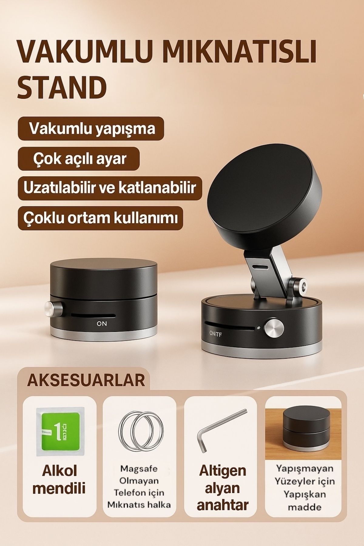 bestcase Vakumlu Manyetik Araç içi Telefon Tutucu Magsafe Masa üstü Telefon Tutucu Ayarlanabilir