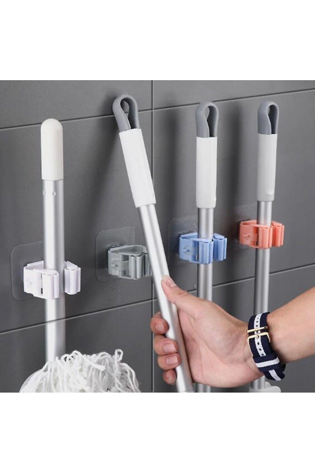 Butik Yapışkanlı Mop Tutucu Seti 4 Adet