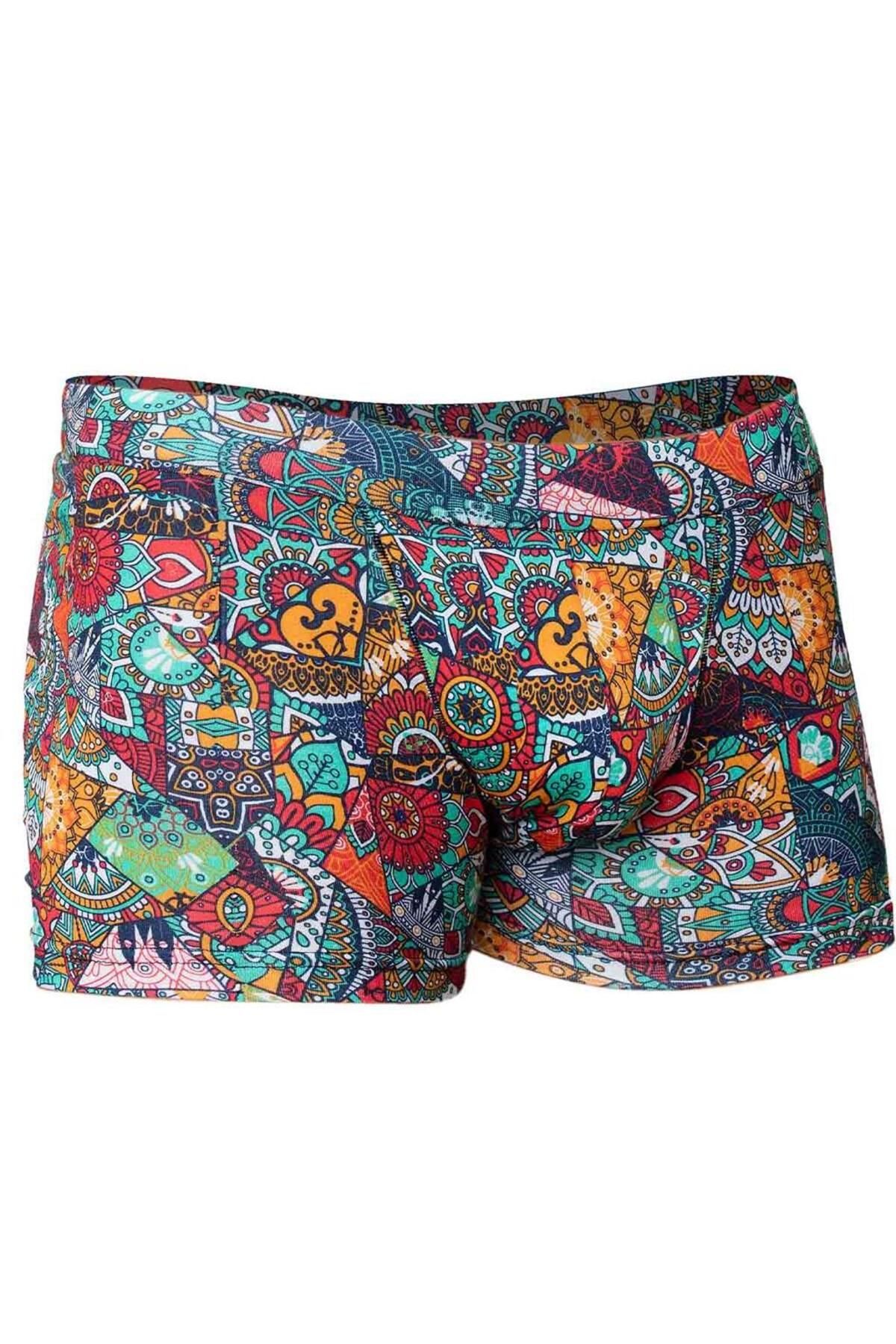 NazikEndam Dore anse Erkek Modal Çok Renkli Baskılı Torbalı Normal Paça Boxer 1807